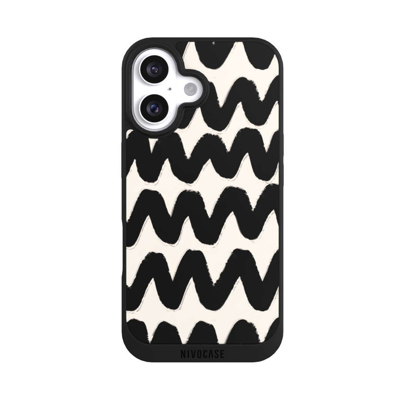 iPhone 16 NIVOpure Schwarzes Wellenmuster