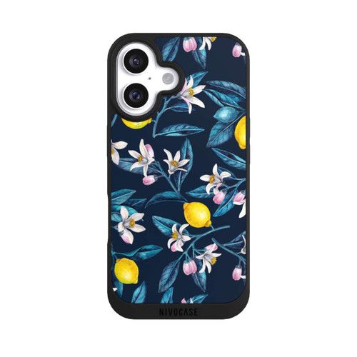 Apple iPhone 16 NIVOpure Zitronen und Blüten dunkel