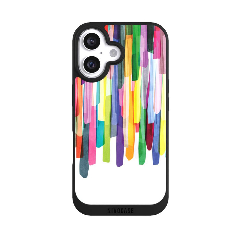 iPhone 16 NIVOpure Bunte Streifen Weißer Hintergrund