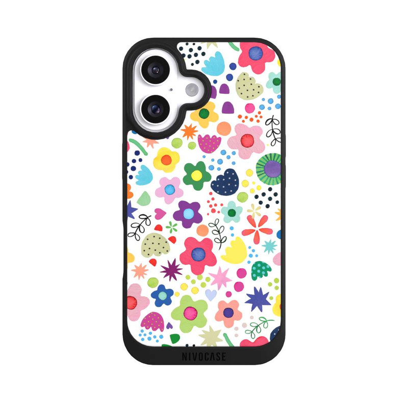 iPhone 16 NIVOpure Psychedelische Blumen bunt
