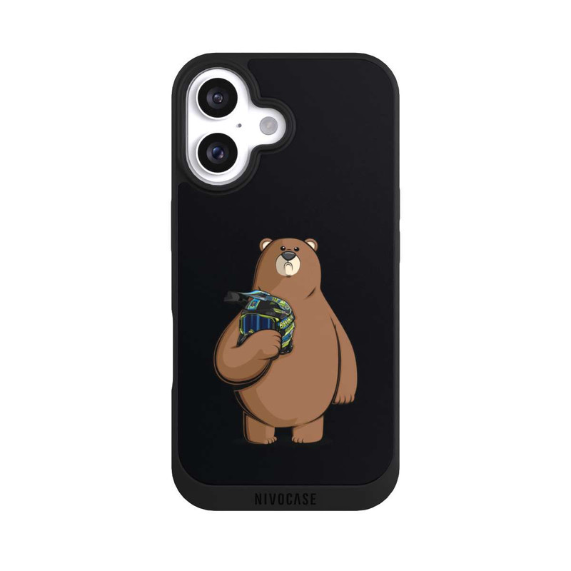 iPhone 16 NIVOpure Der Bär mit dem Helm Schwarz