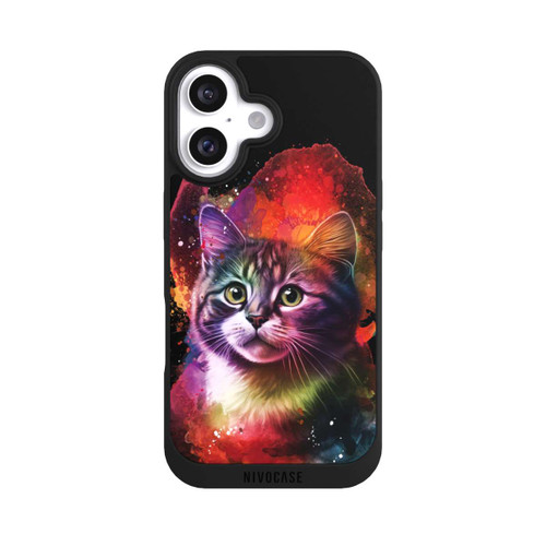 Apple iPhone 16 NIVOpure Happy Kitty Schwarz