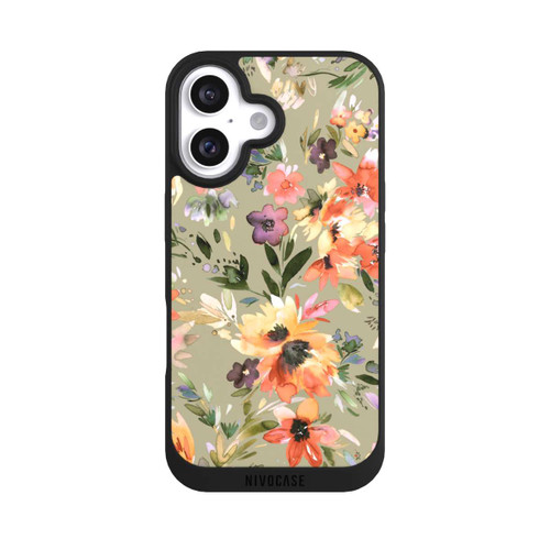 Apple iPhone 16 NIVOpure Malerische tropische Blumen Salbeigrün