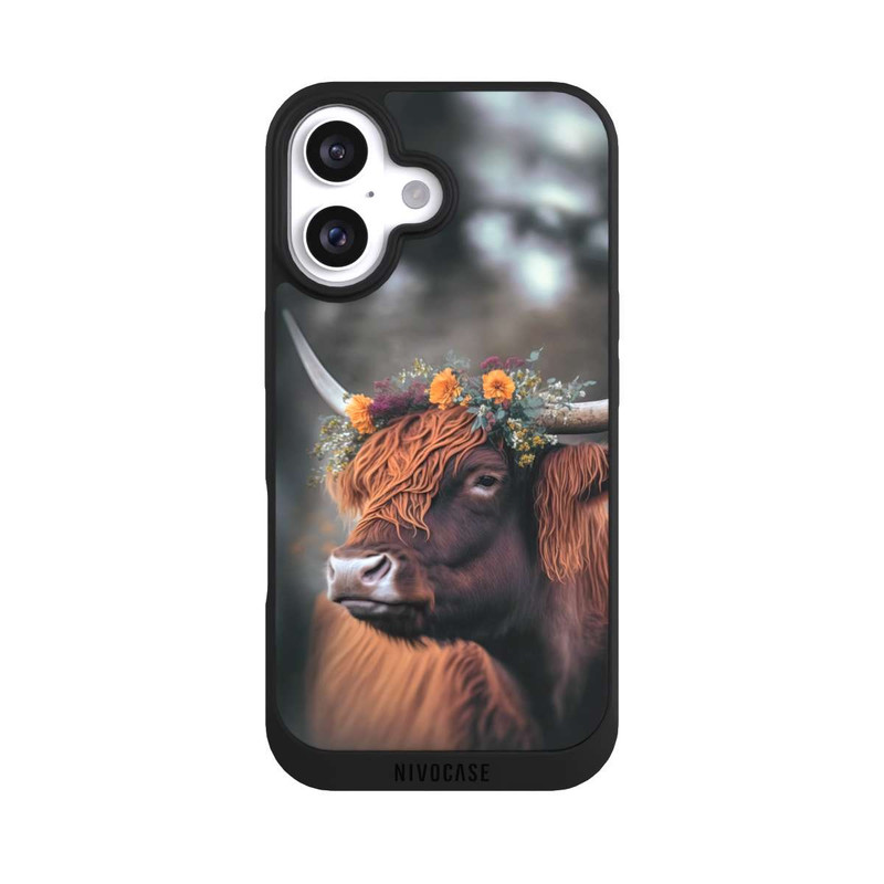 iPhone 16 NIVOpure Hochland Rind mit Blumen mit KI