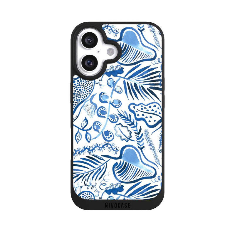 iPhone 16 NIVOpure Tropical Forest Leaves Blue