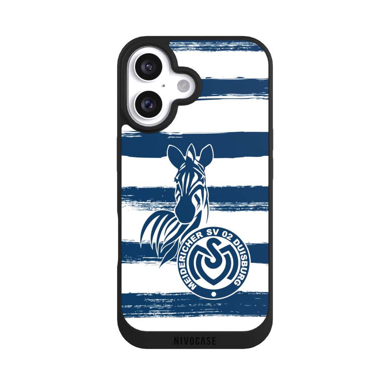 iPhone 16 NIVOpure MSV Duisburg Blau Weiß Gestreift