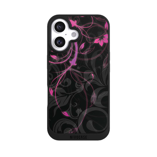 Apple iPhone 16 NIVOpure Schwarze und rosa Herbstblumen