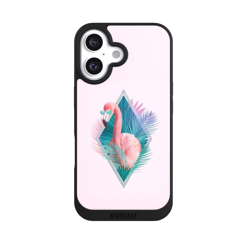 iPhone 16 NIVOpure Feuilles tropicales Flamant