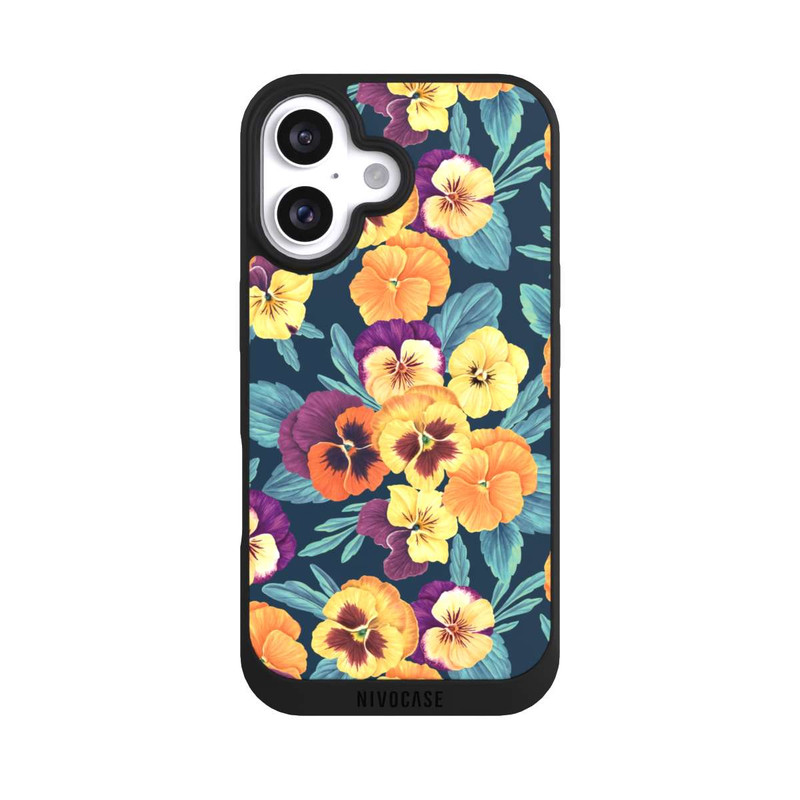 iPhone 16 NIVOpure Pansies on Navy