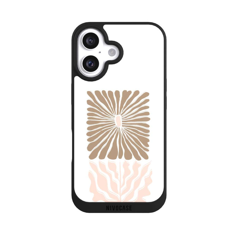 iPhone 16 NIVOpure Fleur Boho Caramel sur Blanc