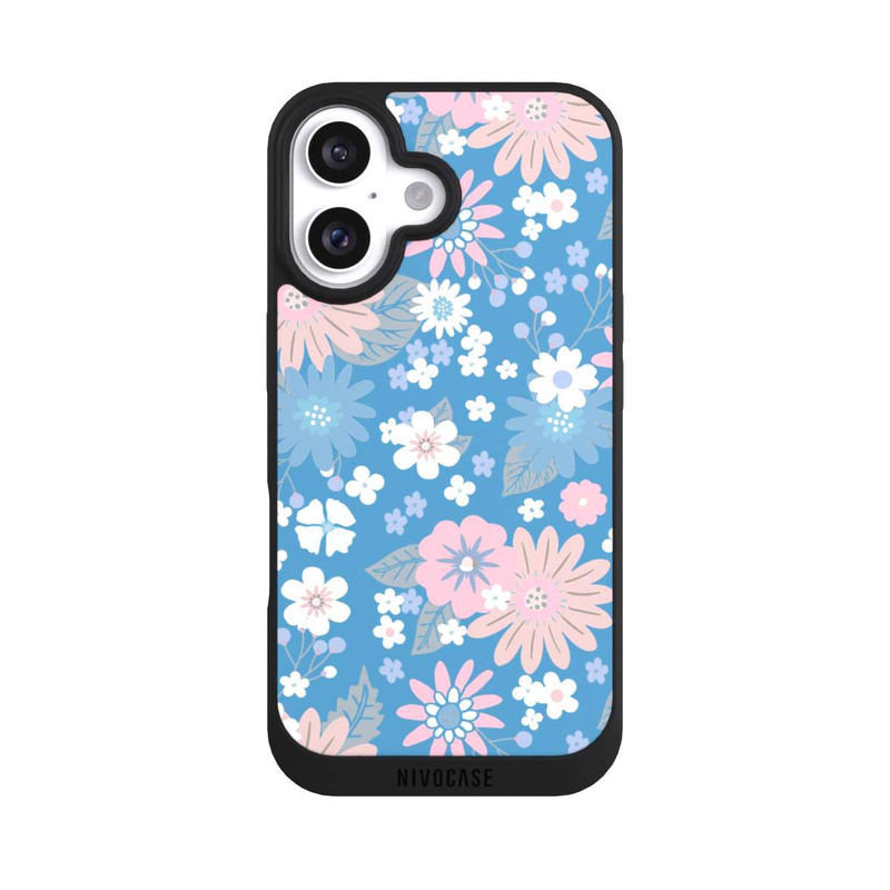 iPhone 16 NIVOpure Wildblumen Muster Blau