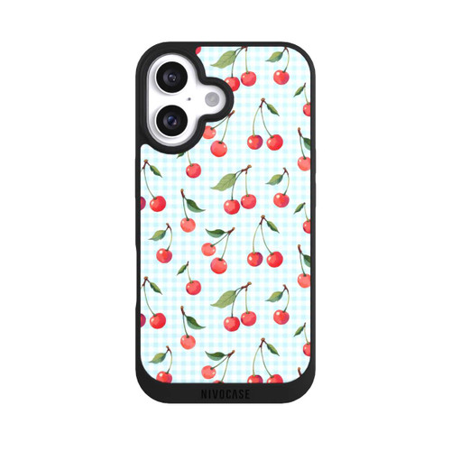 Apple iPhone 16 NIVOpure Cherries and Blue Gingham