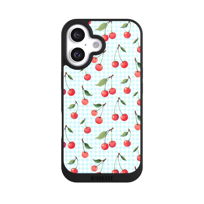 iPhone 16 NIVOpure Cherries and Blue Gingham