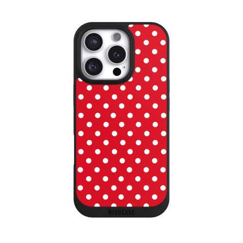 Apple iPhone 16 Pro NIVOpure Polka Dots Dunkelrot und Weiß