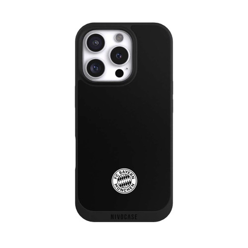 Apple iPhone 16 Pro NIVOpure Logo FCB Classique Petit - Blanc sur Fond Noir
