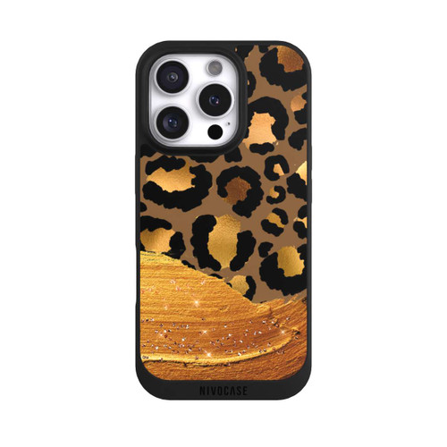 Apple iPhone 16 Pro NIVOpure Dunkelgoldener Leoparden Glitzerlook