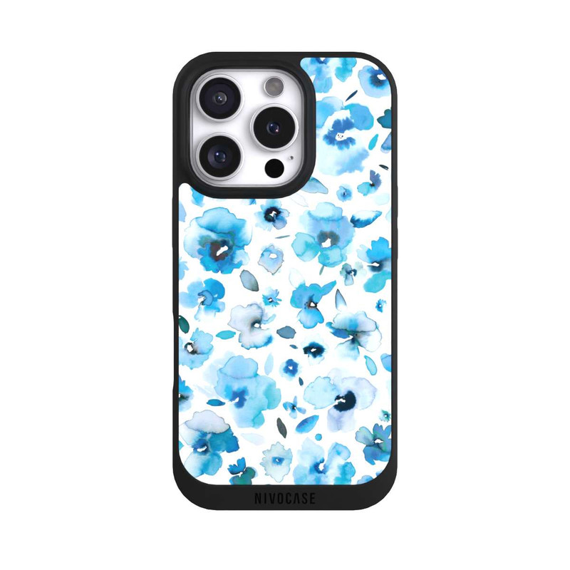 iPhone 16 Pro NIVOpure Fleurs tropicales bleues