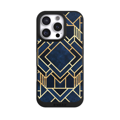 Apple iPhone 16 Pro NIVOpure Art Deco Blue Gold Print