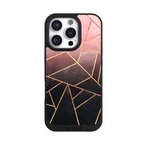 Apple iPhone 16 Pro NIVOpure Pink And Black Stone Gold Print
