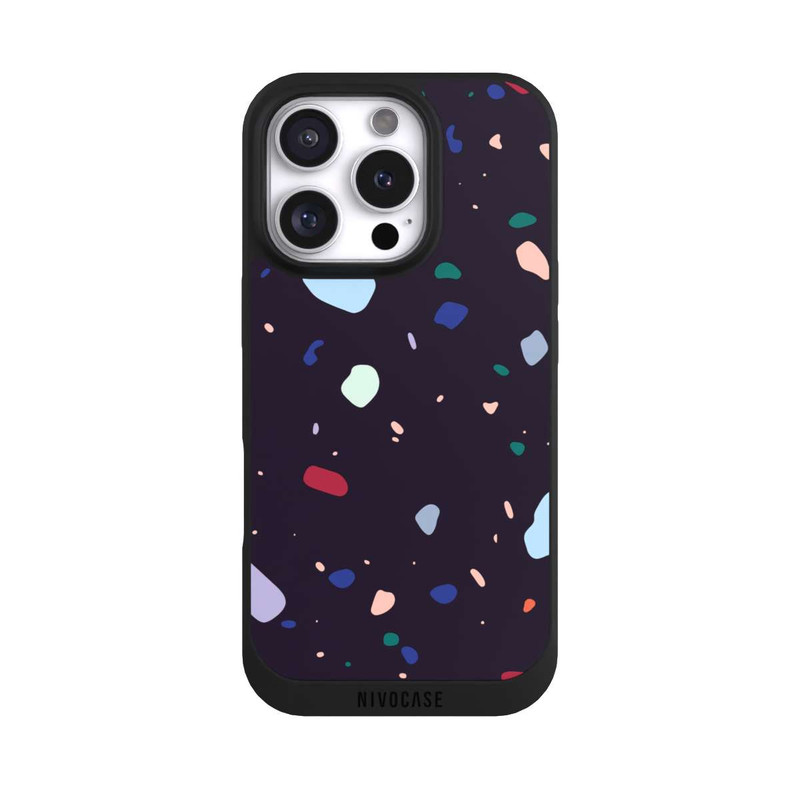 iPhone 16 Pro NIVOpure Terrazzo arrondi foncé moderne