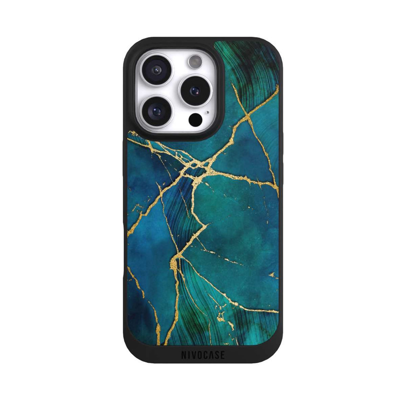 iPhone 16 Pro NIVOpure Look minéral glamour bleu or