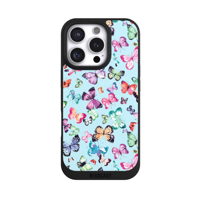iPhone 16 Pro NIVOpure Papillons Rose Orange Bleu