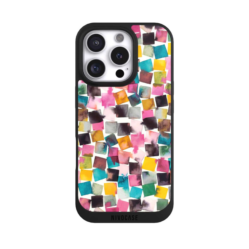 iPhone 16 Pro NIVOpure Plaids Géométriques Aquarelle Rose