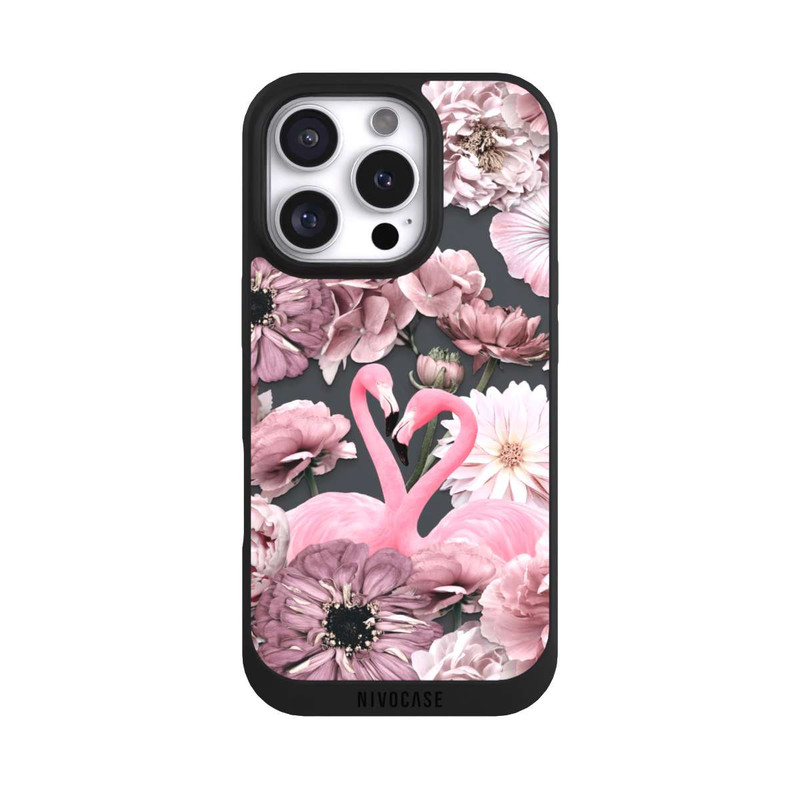 iPhone 16 Pro NIVOpure Flamants roses en motif de fleurs