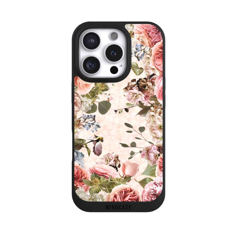 iPhone 16 Pro NIVOpure Cadre floral pivoines pastel