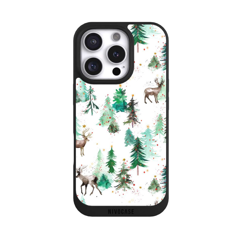 iPhone 16 Pro NIVOpure Hirsche und Winterweihnachtsbäume