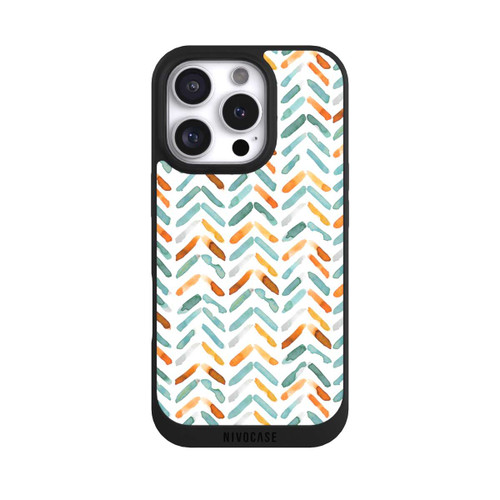Apple iPhone 16 Pro NIVOpure Elegantes Herbstchevron Blau Orange
