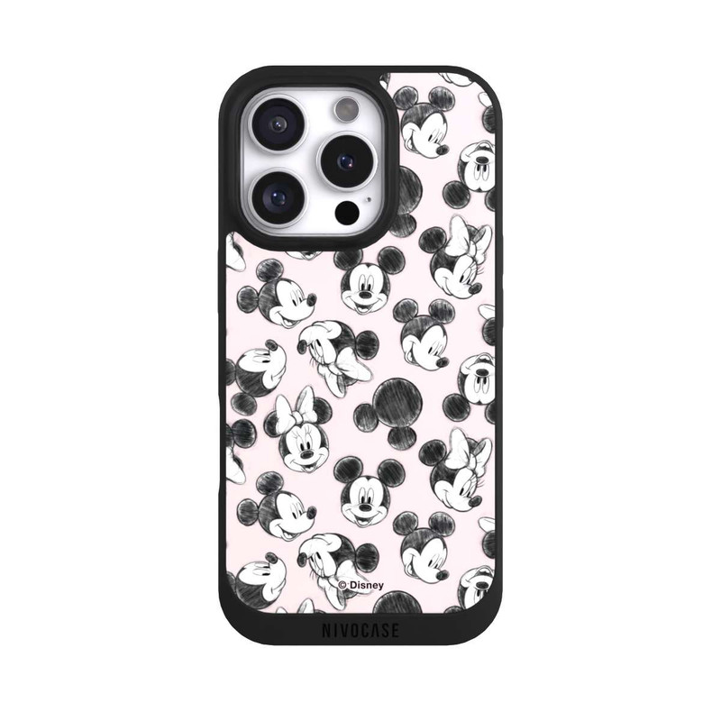 iPhone 16 Pro NIVOpure Minnie & Mickey aux multiples visages rose