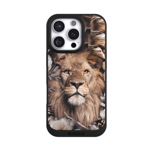 Apple iPhone 16 Pro NIVOpure Löwe Blumenrahmen Beige