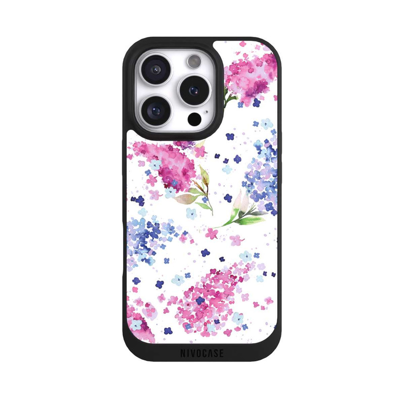 iPhone 16 Pro NIVOpure Hortensien Lila und Rosa Blumen