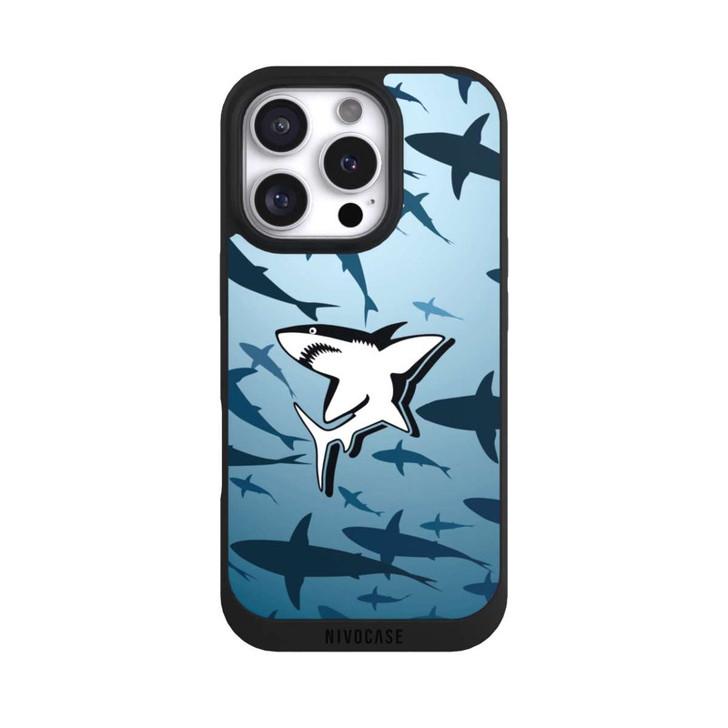 iPhone 16 Pro NIVOpure Haie Muster Blau