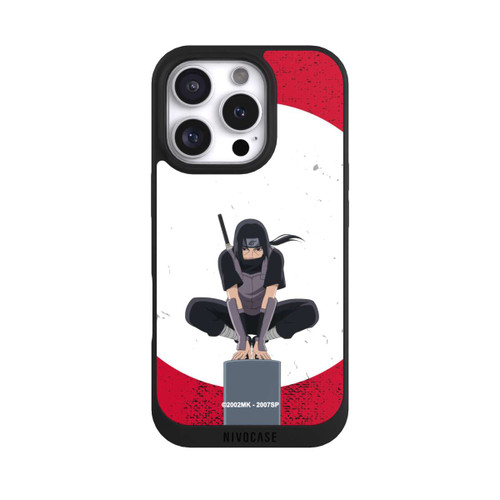 Apple iPhone 16 Pro NIVOpure Symbole Itachi Uchiha fond rouge