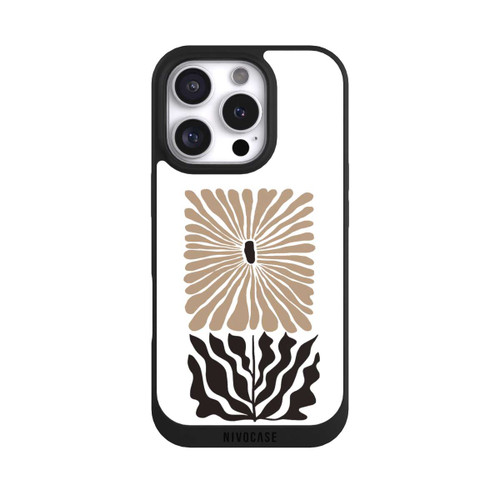 Apple iPhone 16 Pro NIVOpure Fleur Bohème Marron sur Blanc