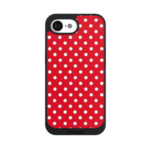 Apple iPhone 16e NIVOpure Polka Dots Dunkelrot und Weiß