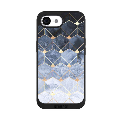 Apple iPhone 16e NIVOpure Blaue Sechsecke und Diamanten Golddruck