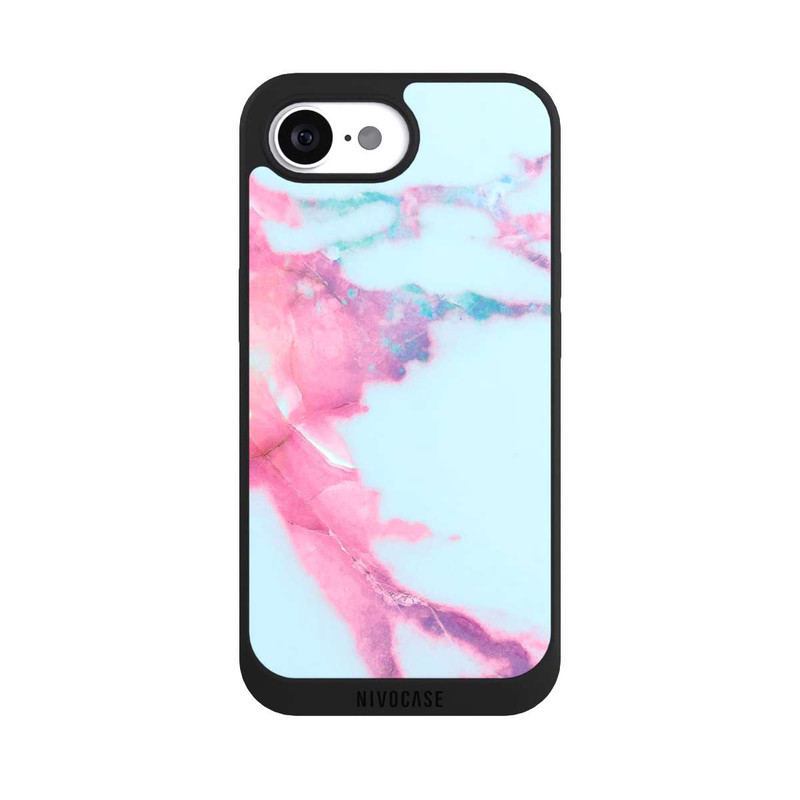 iPhone 16e NIVOpure Hellblauer schillernder Adermarmor