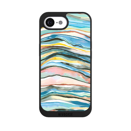 Apple iPhone 16e NIVOpure Couches d'agate aquarelle bleues