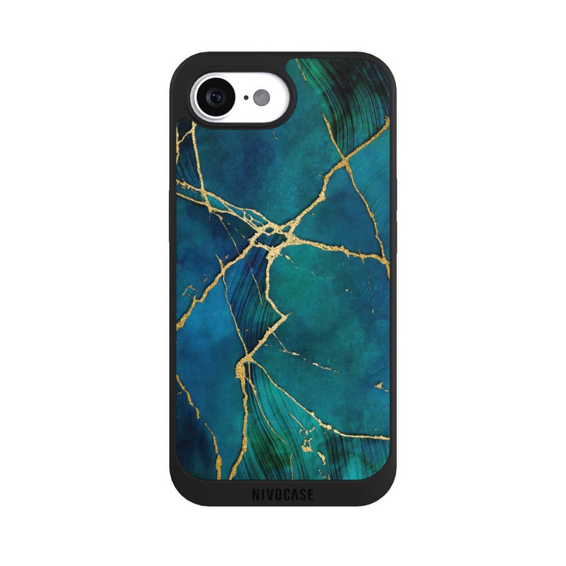 iPhone 16e NIVOpure Mineral glamour blue gold look