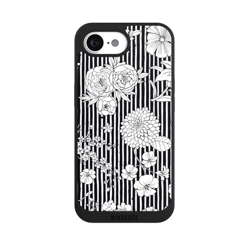 Apple iPhone 16e NIVOpure Fleurs et rayures noir et blanc
