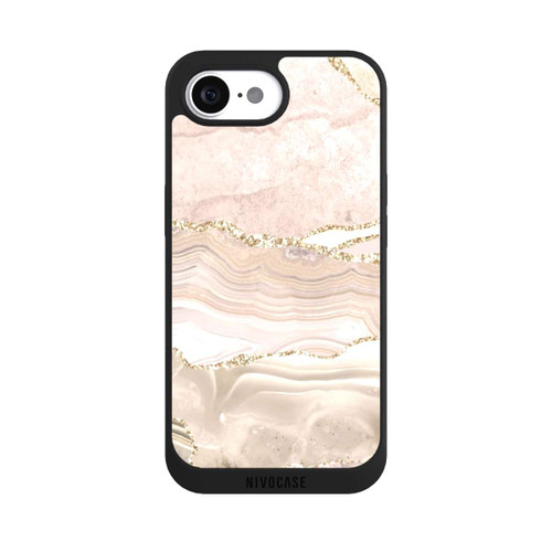 Apple iPhone 16e NIVOpure Marmor rosa-goldene Streifen