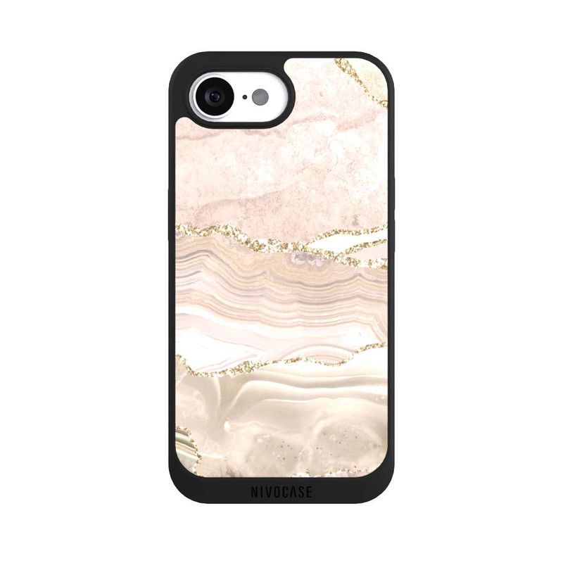 iPhone 16e NIVOpure Marmor rosa-goldene Streifen