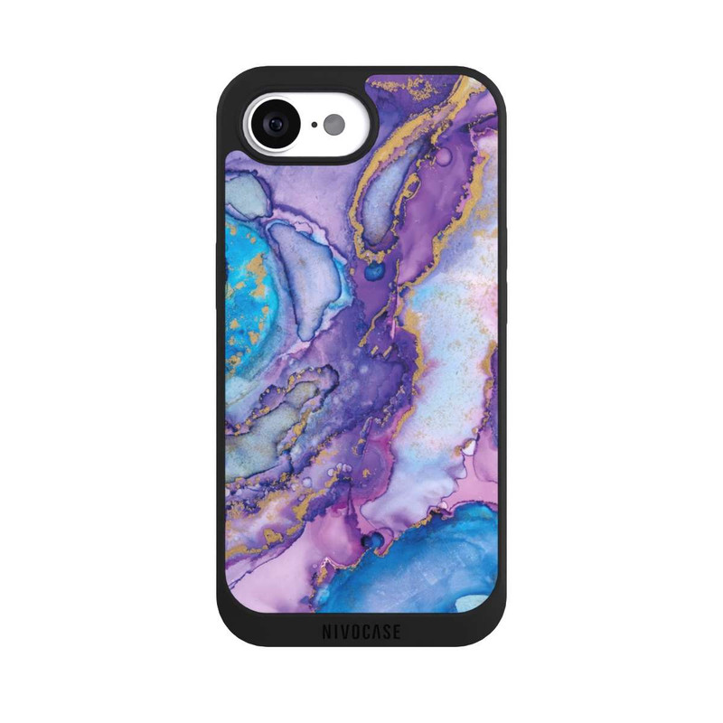 iPhone 16e NIVOpure Encre tourbillonnante violette et bleue