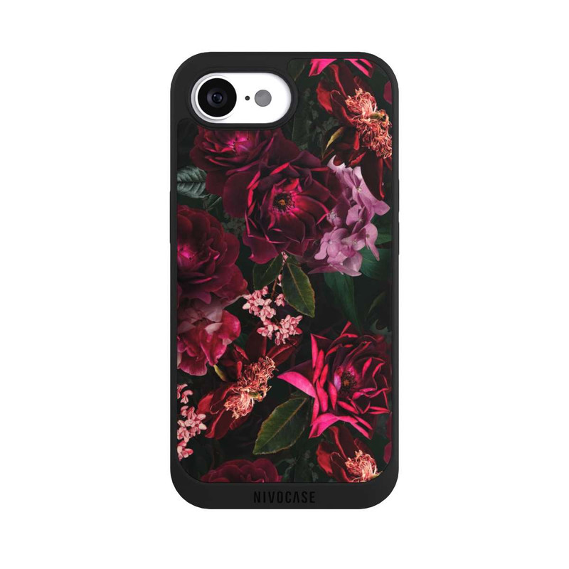 iPhone 16e NIVOpure Fleurs rouge foncé et roses