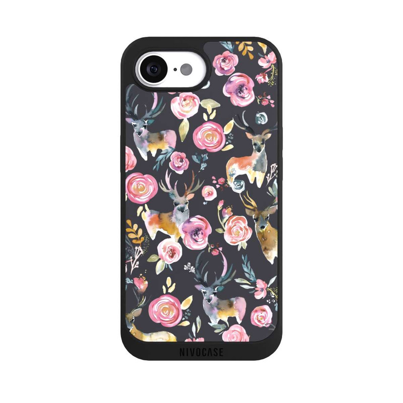 iPhone 16e NIVOpure Hirsche und Blumen Anthrazit