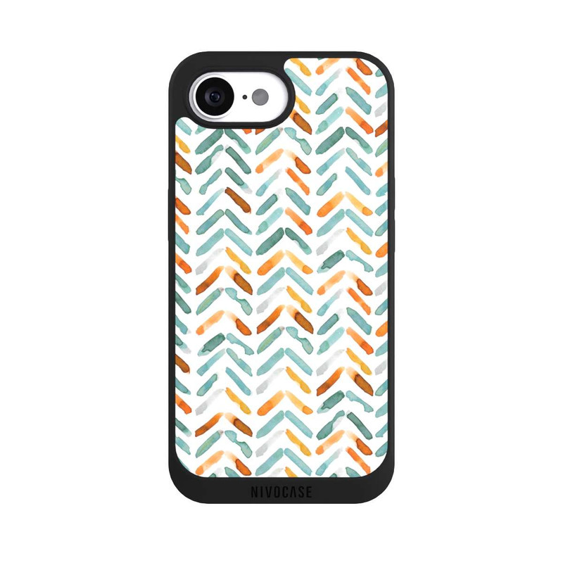 iPhone 16e NIVOpure Élégant Automne Chevron Bleu Orange