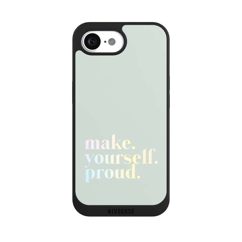 iPhone 16e NIVOpure Make Yourself Proud Quote-Mint and Gradient